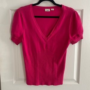 Cato hot pink puffed sleeve fitted pink blouse